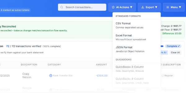 Multiple Export Formats